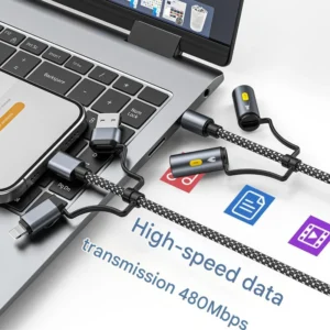 1 Outdoor - 6 in 1 PD Data Charging Cable + Light +Cigarette Lighter for Iphone/Samsung Compatible