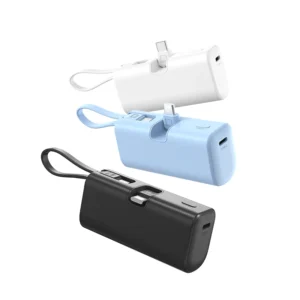 Portable Small capsule Power Bank 5000mAh Built-in double wire For outdoor Travel